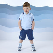 Mitch & Son Boys Pale Blue and Navy Polo and Short Set